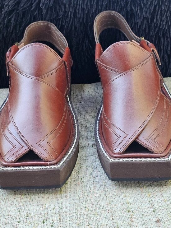 Kaptaan Chappal Men Sandal Handmade Genuine Leather Upper Brown Shoe Size 9US main image 7